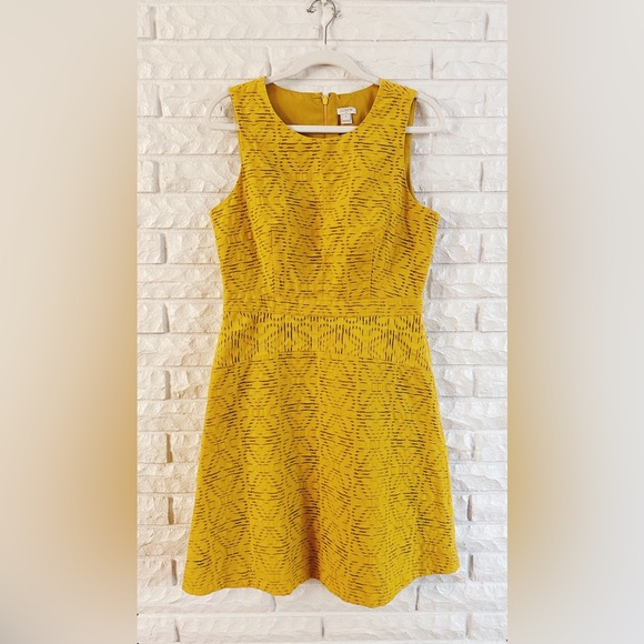 J Crew A Line Mustard Textured Dress - Picture 2 of 5